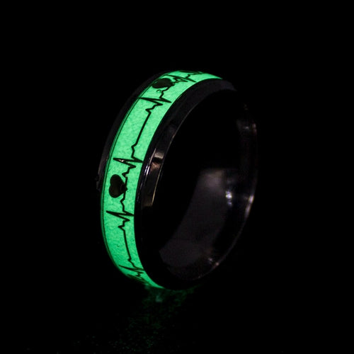 Self-Glowing Stainless Steel Rings with Various Styles