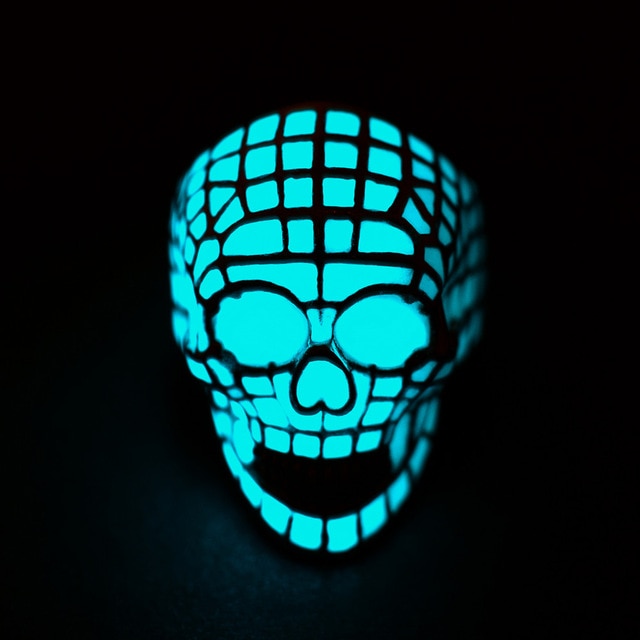 Glow in the Dark Stainless Steel Skull Ring