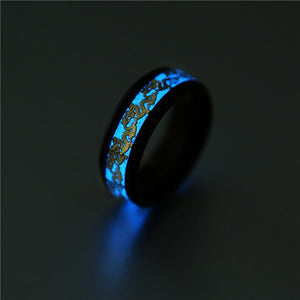 Self-Glowing Dark Silver Dragon Ring