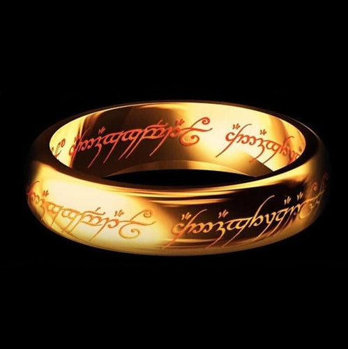 The Ring of Power with Its Elvish Writings Glowing in the Dark