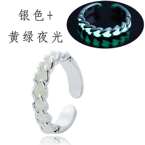 Open Ring with Glowing Heart Figures