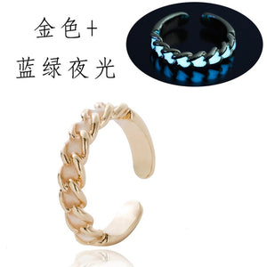 Open Ring with Glowing Heart Figures