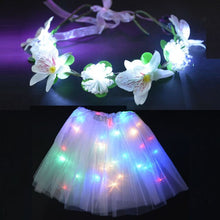 Load image into Gallery viewer, Fairy Girl Costume with a LED Glowing Pair of Mini-Skirt &amp; Flower Headband