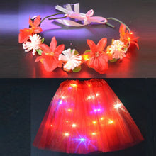 Load image into Gallery viewer, Fairy Girl Costume with a LED Glowing Pair of Mini-Skirt &amp; Flower Headband