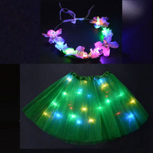 Load image into Gallery viewer, Fairy Girl Costume with a LED Glowing Pair of Mini-Skirt &amp; Flower Headband