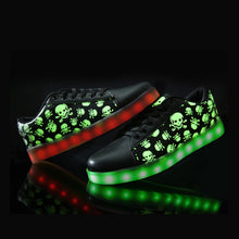 Load image into Gallery viewer, Glowing Skull Figured Nightlife Sneakers with USB Charge