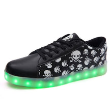 Load image into Gallery viewer, Glowing Skull Figured Nightlife Sneakers with USB Charge