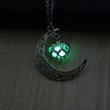 Load image into Gallery viewer, Charming Crescent Necklace with a Glowing Gem
