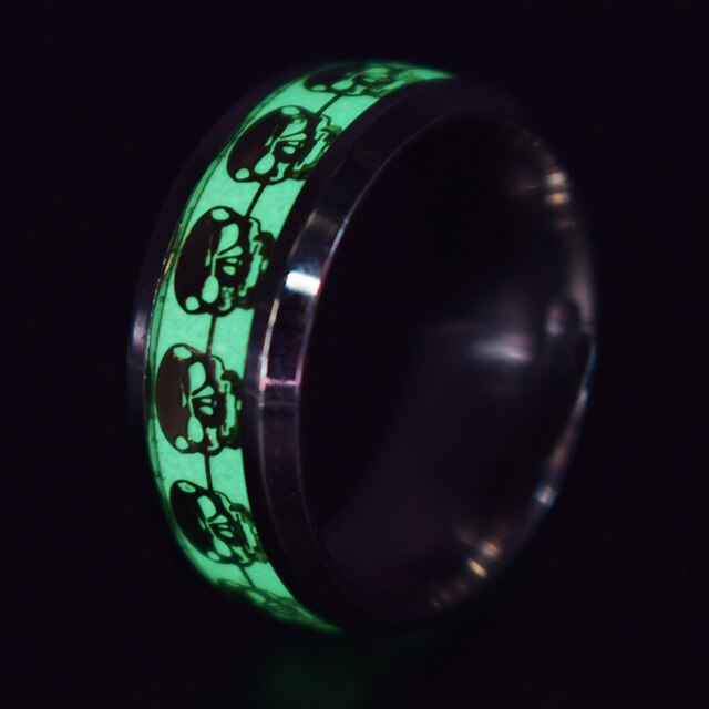 Stylish Fluorescent Stainless Steel Self-Glowing Rings